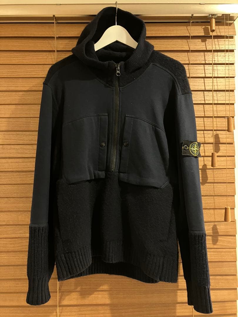 STONE  Sサイズ ニットプルオーバー ネイビー イタリア製 qk5163-02_1.jpg