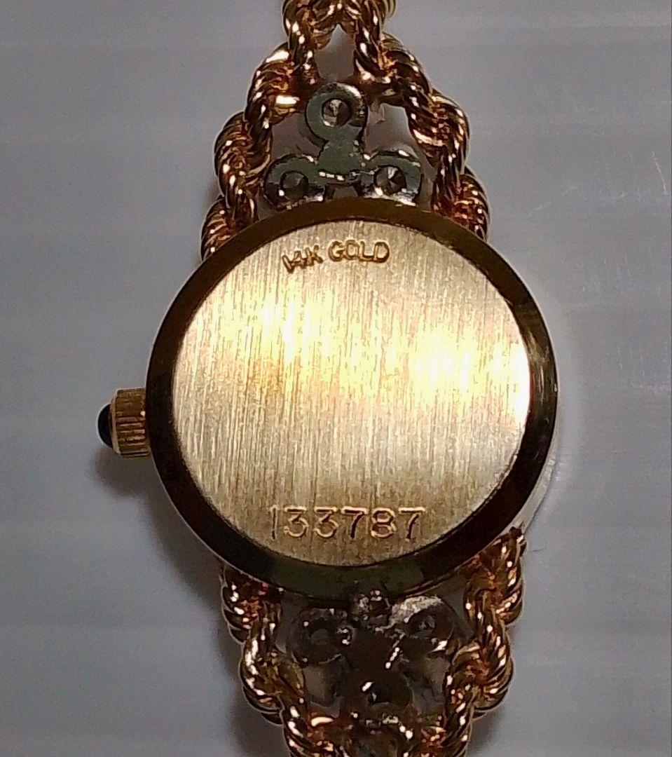 希少】14金無垢 腕時計 レディース JAGUAR ダイヤ 6ピース