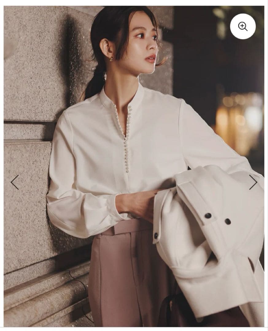 anuans♡パールトリムブラウス パールトリムブラウス