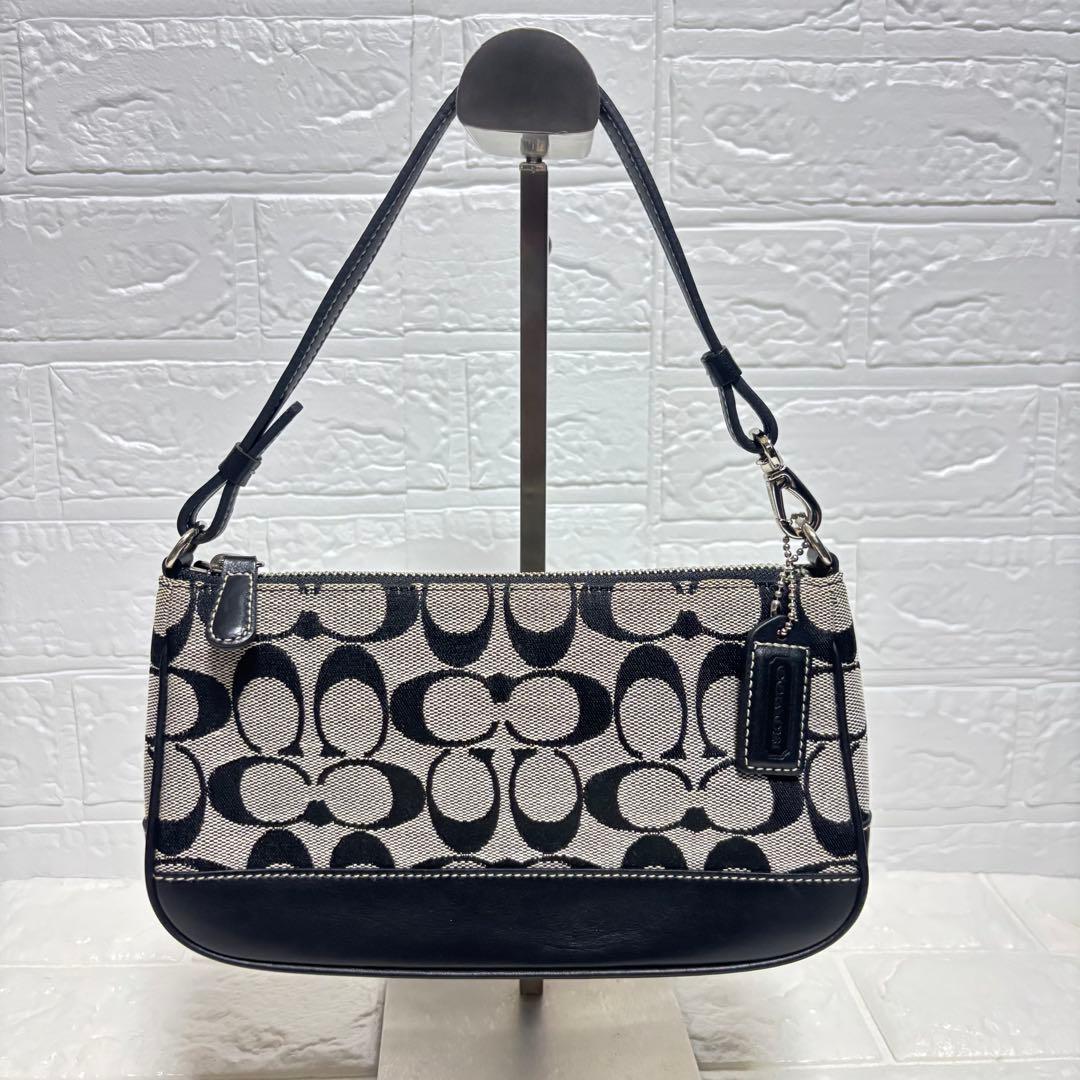 COACH コーチ アクセサリーポーチ シグネチャー キャンバス レザー 希少カラー】COACH コーチ アクセサリーポーチ ハンドバッグ ワン