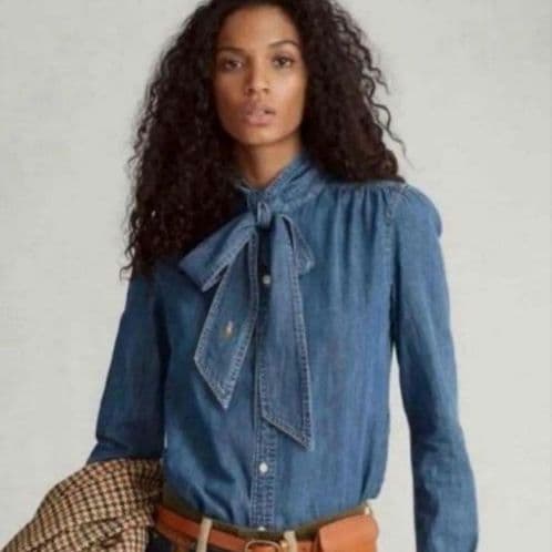 Polo Ralph Lauren デニムリボン長袖シャツ 楽天市場】ポロラルフローレン 長袖・シャツトップス デニム リボン