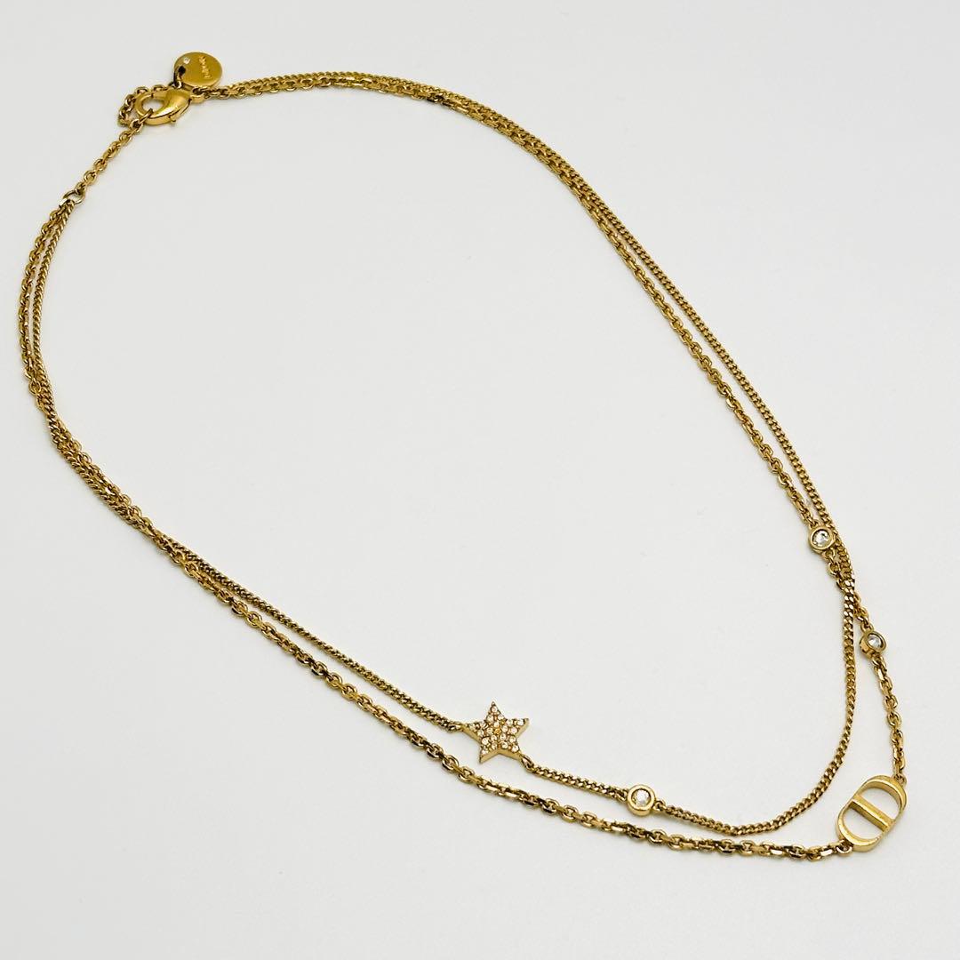 Dior ディオール Petit CD ダブル ネックレス メタル&クリスタル