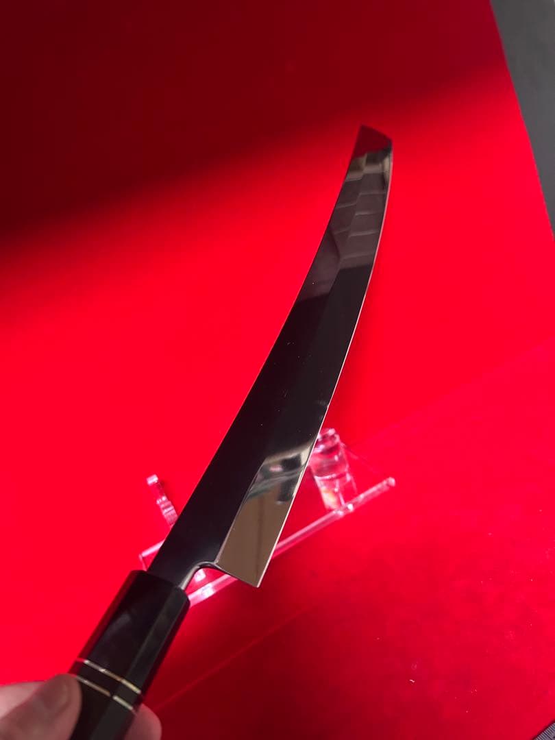 包丁 マグロ包丁 先丸型 尺三 鬼反り 鏡面仕上げ 切味抜群 箱付 未使用