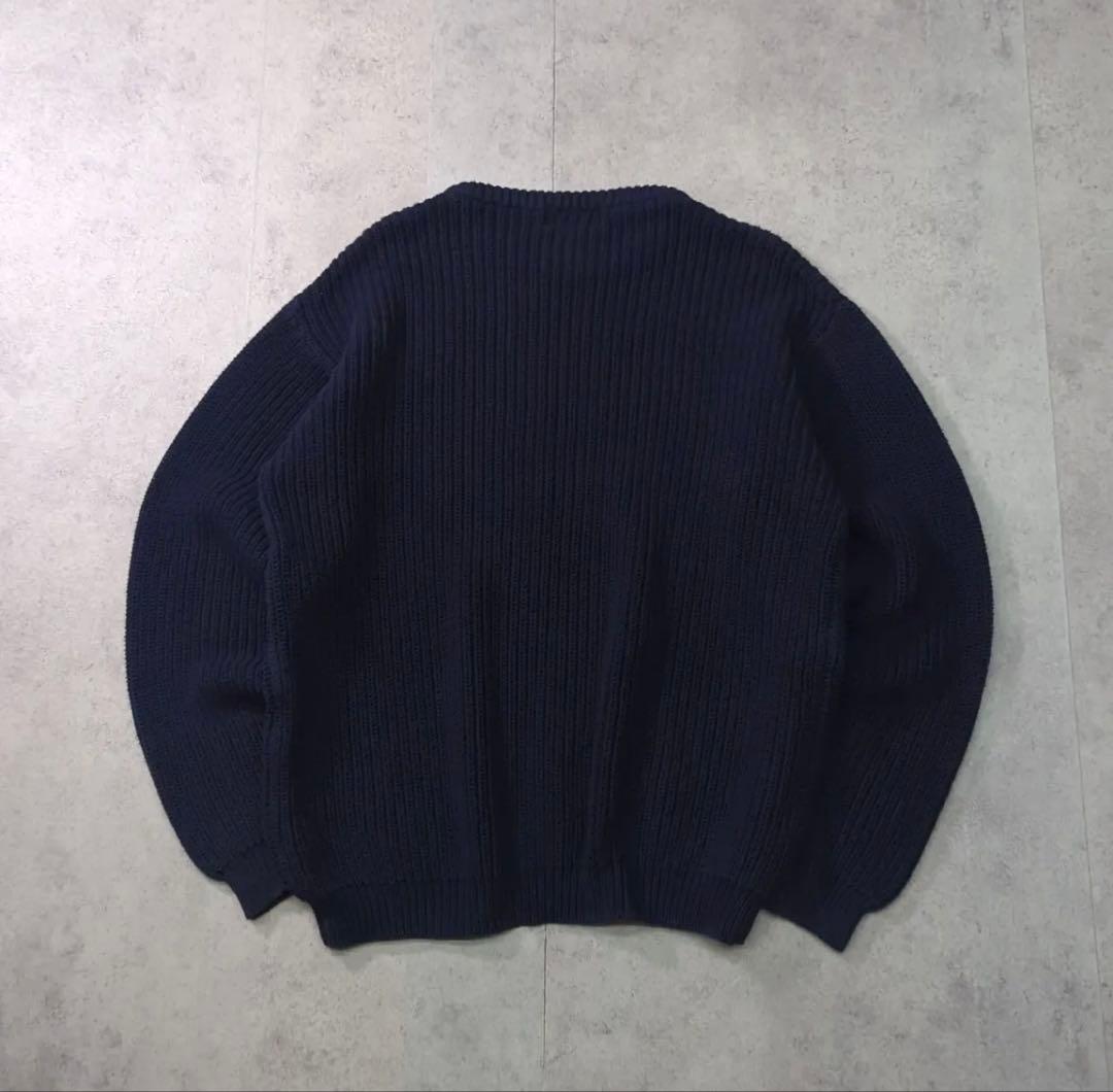 90s Eddie Bauer ローゲージ コットンニット L ネイビー 古着 90s Eddie Bauer 無地 プレーン ローゲージ コットン ニット