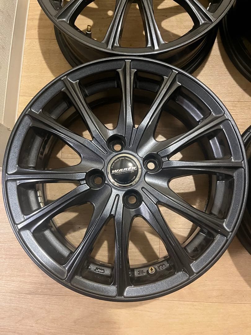 送料込！美品！アルミホイール15インチ4H100 5.5J+45 ガンメタ4枚