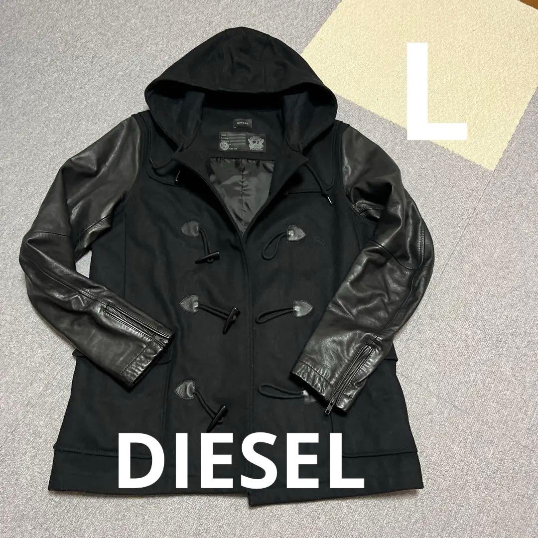 ディーゼル　レザーダッフルコート　黒 green label relaxing（グリーンレーベルリラクシング） ダッフル