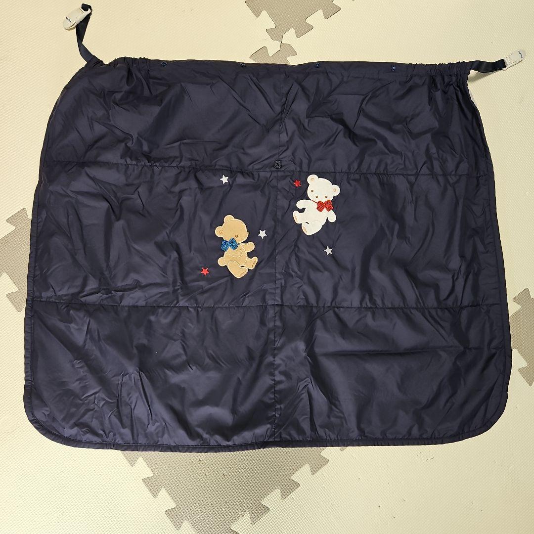 ファミリア 3WAYブランケット 撥水 濃紺 防寒ケープ ネイビー 秋冬