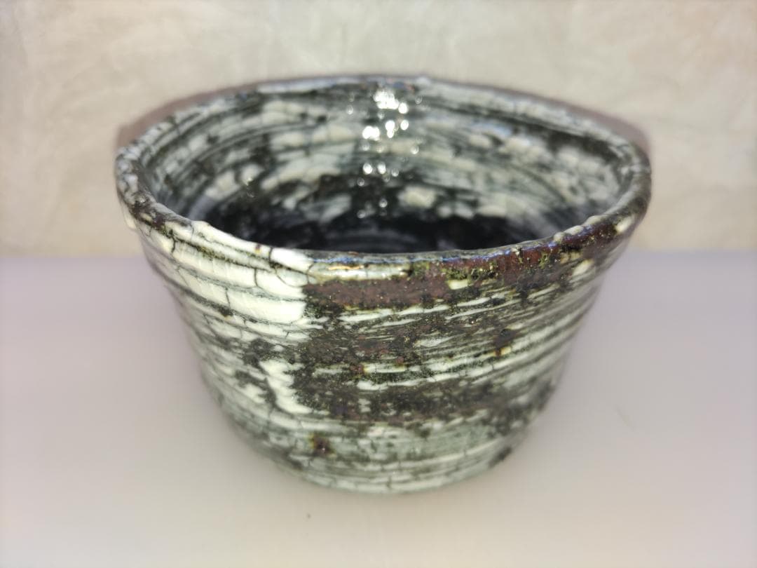 中川自然坊 湯飲み ② 柳瀬美術店 / 中川自然坊「彫唐津ぐい呑-2」共箱[NAKAGAWA Jinenbo