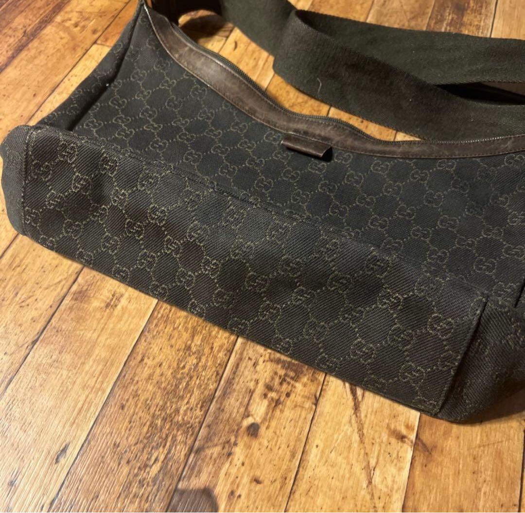 90s gucci グッチ ショルダーバッグ GG ダークブラウン ビンテージ