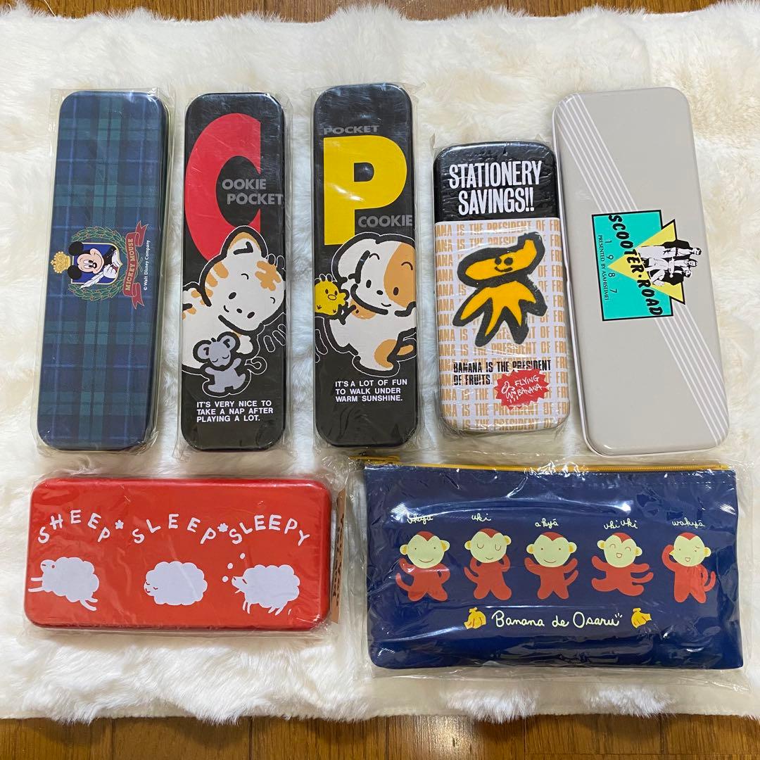 未使用 昭和 レトロ ペンケース 缶ペン 7点セット ミッキー ファンシー