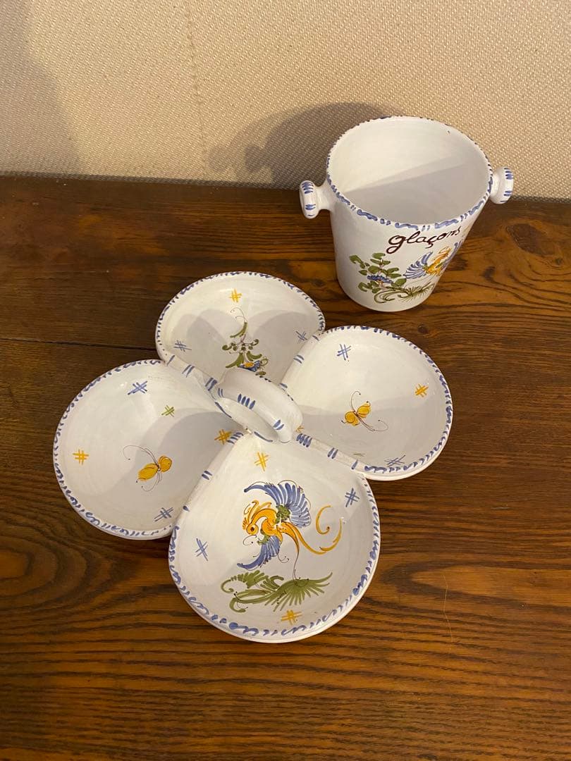 Moustiers ムスティエ焼 アペリティフ つまみ セットファイアンス Moustiers ムスティエ焼 👘 アペリティフ つまみ セットファイアンス