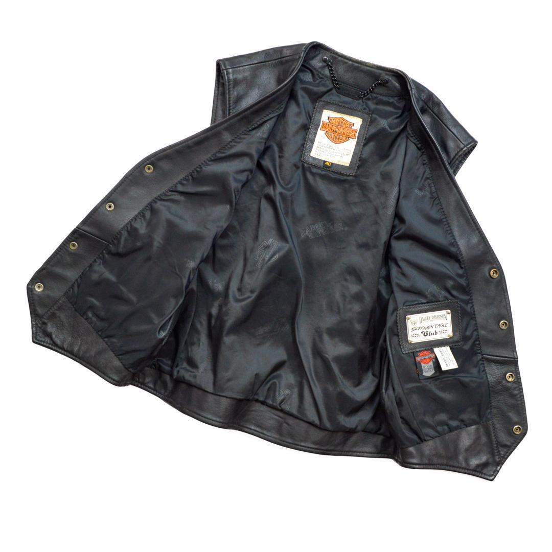 Harley-Davidsonハーレーダビッドソン 本革レザーベスト L黒 - メルカリ