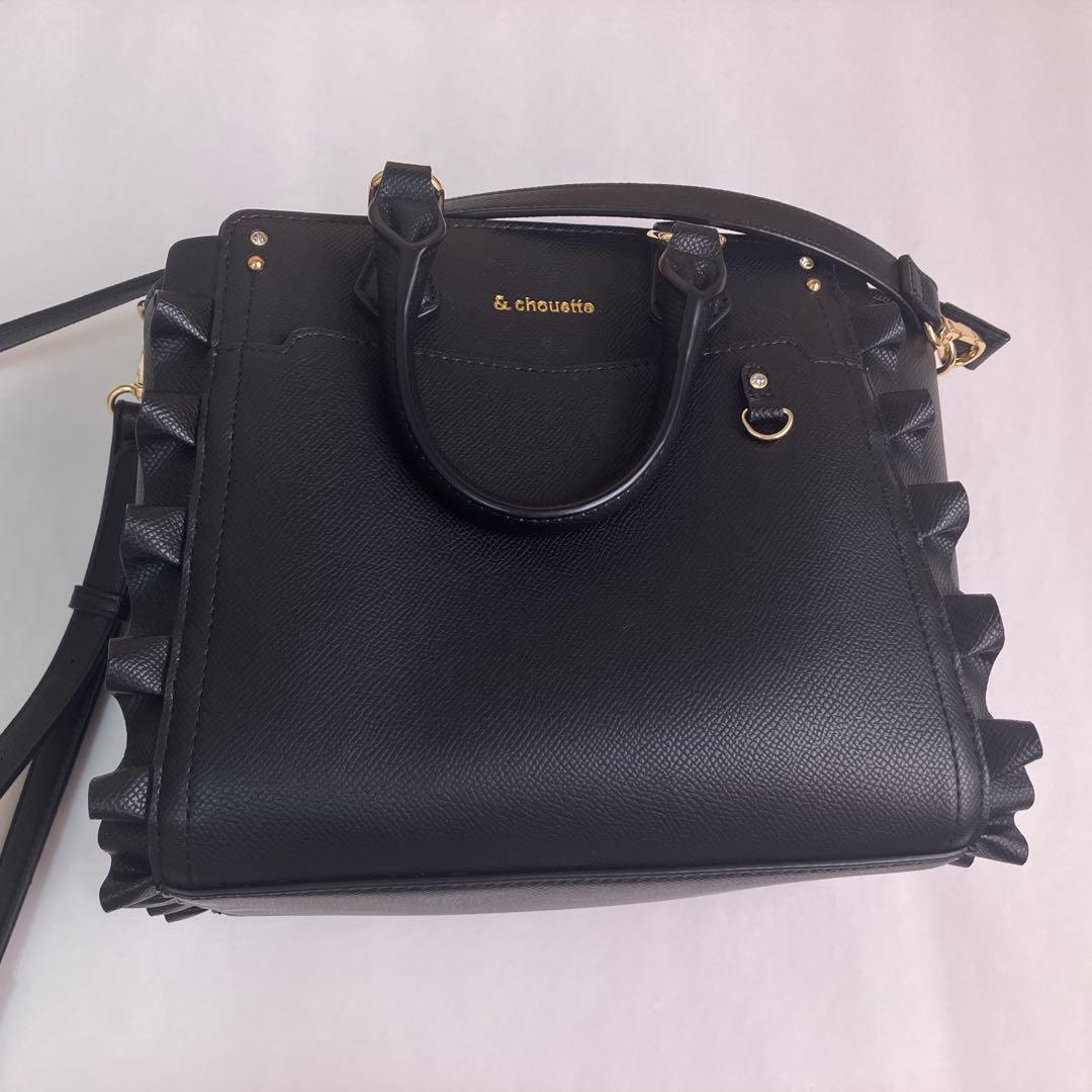 & chouette 推し事バッグ クリアポケット付きぬいぐるみバッグ ブラック & chouette】≪推し事バッグ≫クリアポケット付きビジューぬいぐるみ