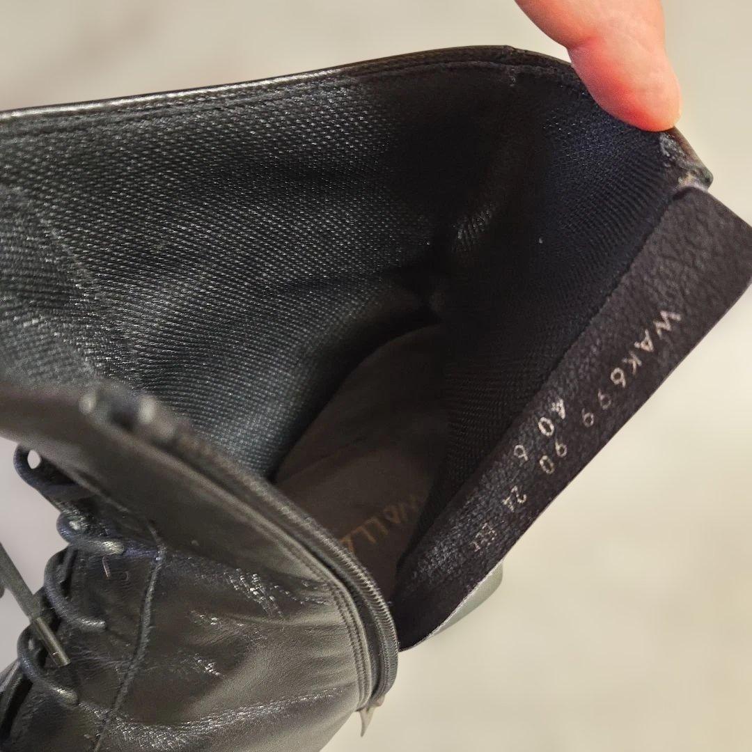 美品asics WALLAGE レースアップブーツ 24cm 3E サイドジップの通販は