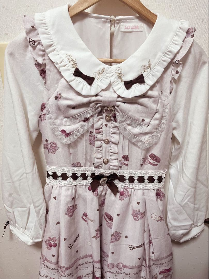 LIZLISA Whip Bear Home Cafe 柄ワンピース ホワイ - メルカリ