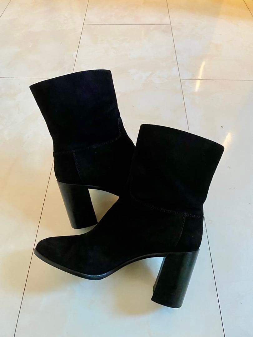 美品 シャネル ブラック ショート ブーツ 黒 38 24.5cm CHANEL