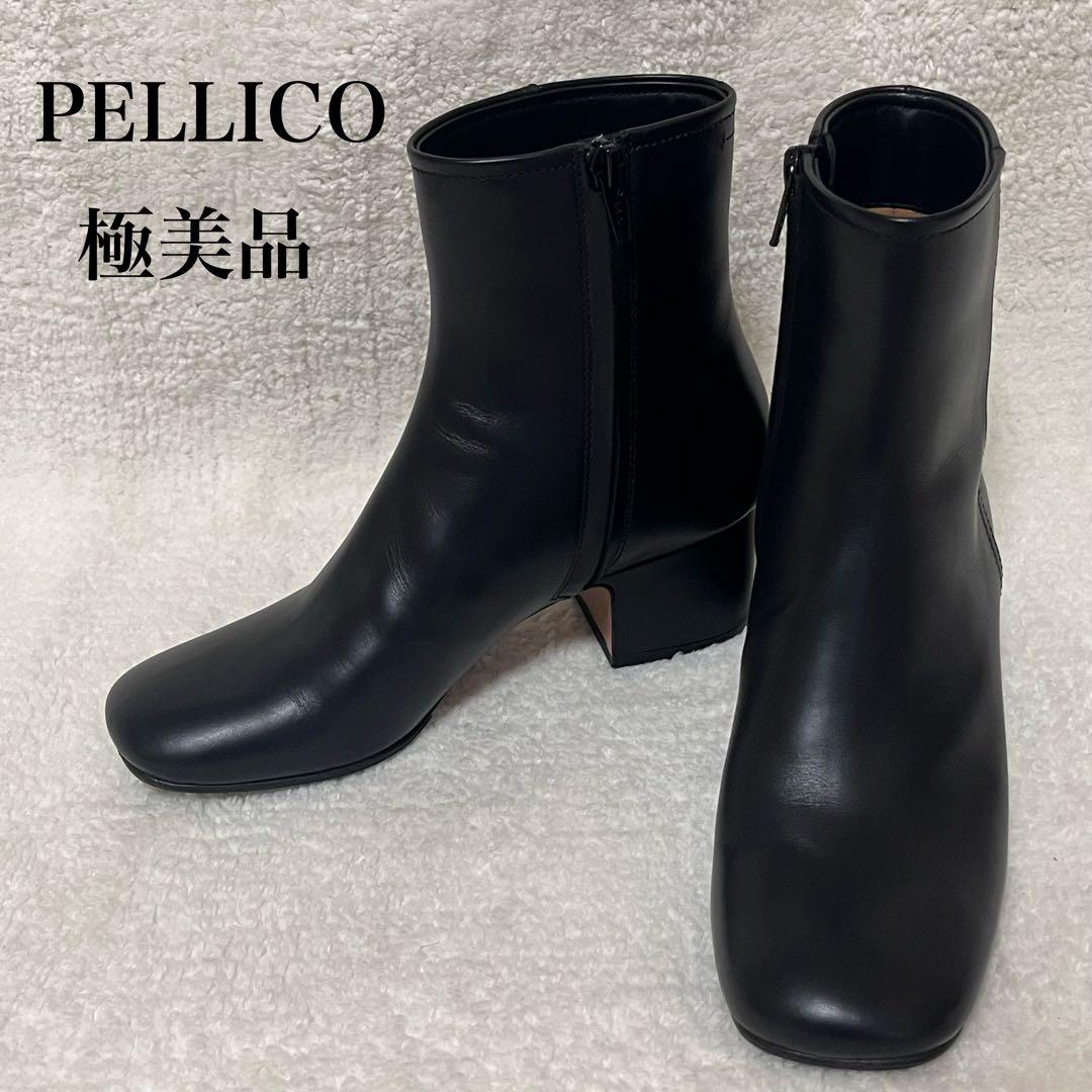 【PELLICO】極美品 ショート ブーツ ブラック サイドジップ 35 PELLICO】極美品 ショート ブーツ ブラック サイドジップ 35