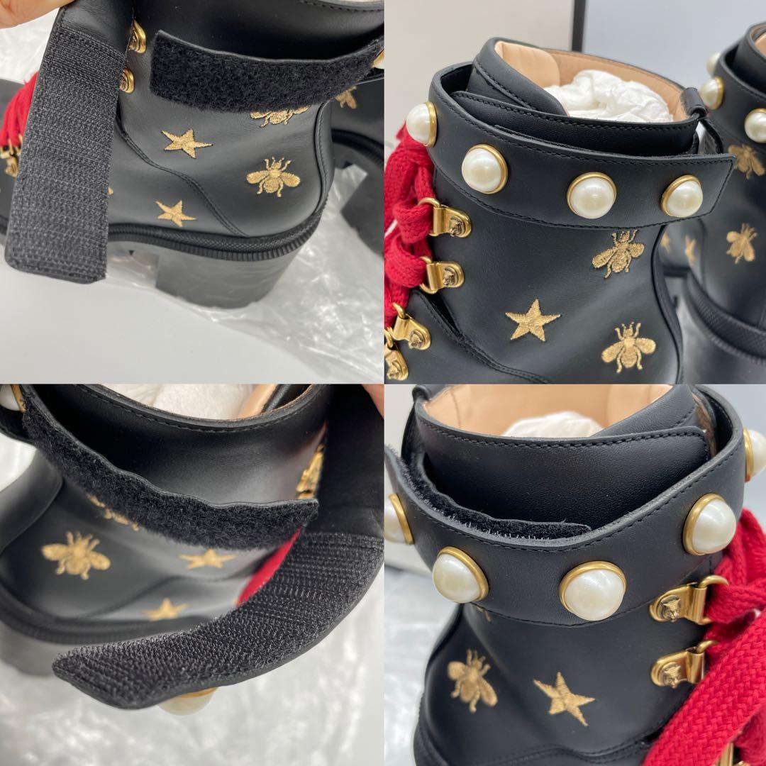 M52】美品 GUCCI グッチ コンバットブーツ ハチ スター レザー - メルカリ