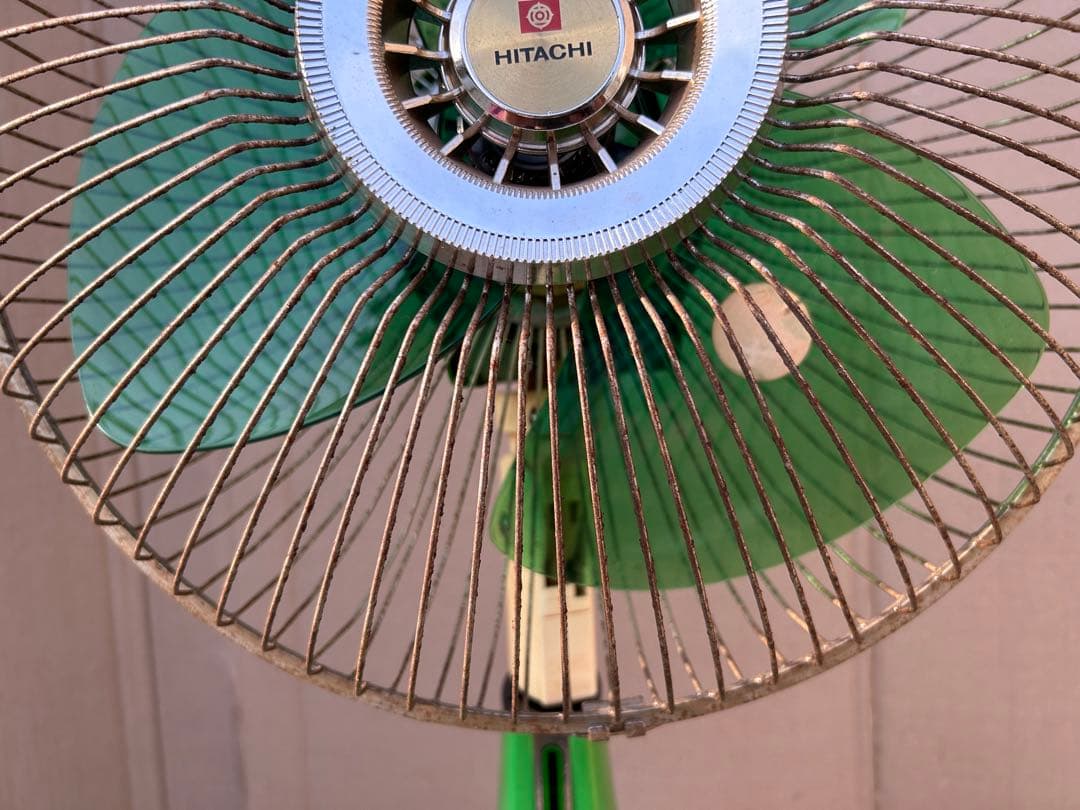 3枚羽 扇風機 日立 H-30TH グリーン 緑 昭和 レトロ アンティーク