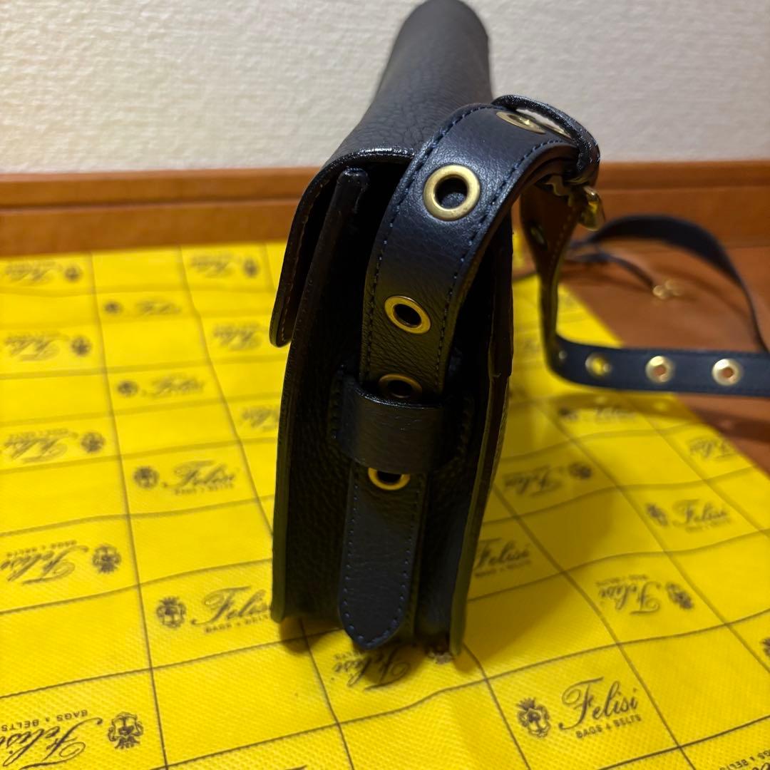 激レア！！【Felisi】 コレクションレザー ショルダーバッグ(ネイビー