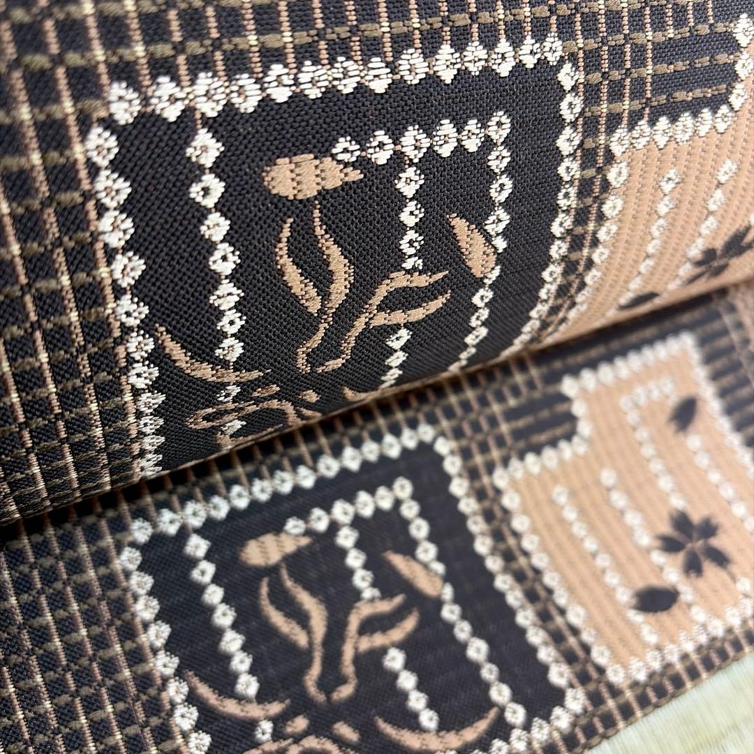 証紙あり　正絹　リバーシブル　本場筑前博多織《源氏香　歌舞伎隈取》