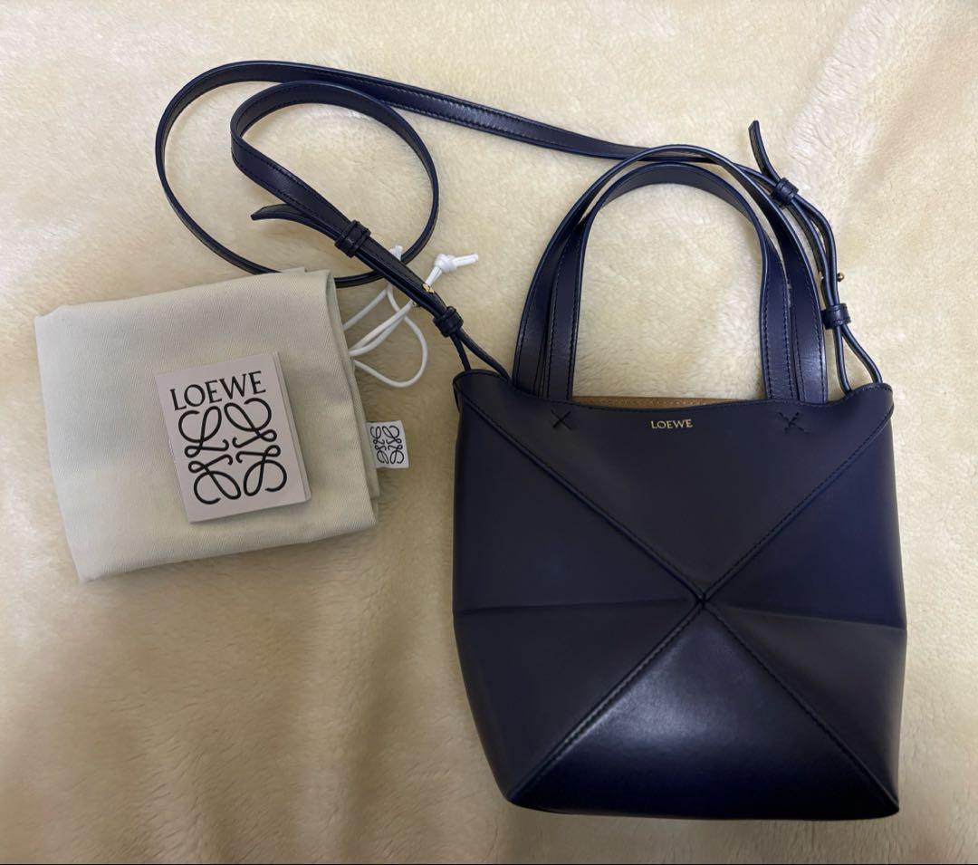 美品◯LOEWE ロエベ　パズルトート　ミニ　ネイビー LOEWE（ロエベ） 【新品同様】ロエベ パズルフォルド トート ミニ
