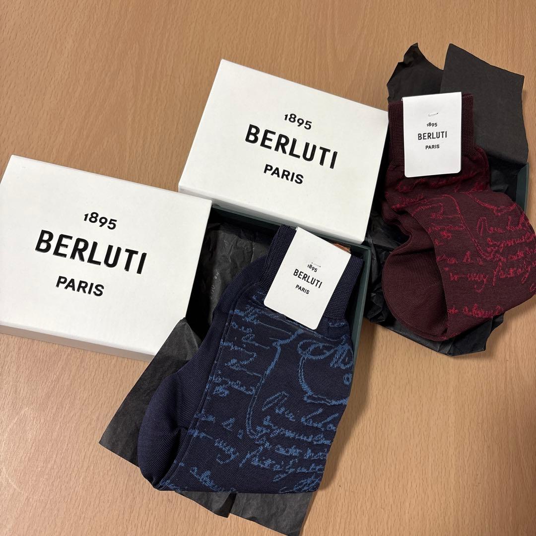BERLUTI ソックス２足セット ネイビー ボルドー BERLUTI ソックス2足セット ネイビー ボルドー 靴下 紳士用