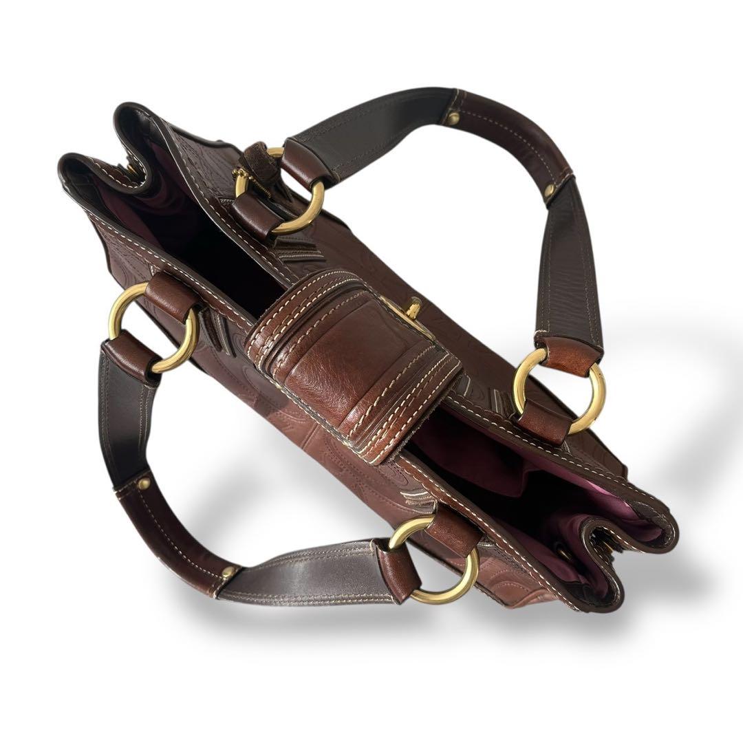 COACH ハンプトンズ レザー ショルダーバッグ シグネチャー ターン