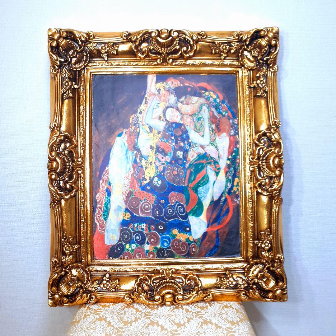 グスタフクリムト作画 TheMaiden 良質キャンバス 豪華 金箔額絵 - メルカリ