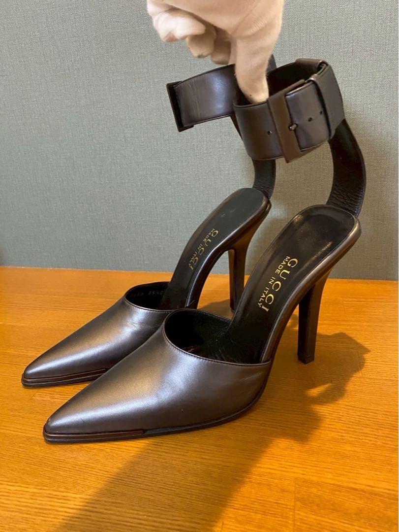 GUCCI グッチ アンクルストラップ ミュール パンプス ピンヒール