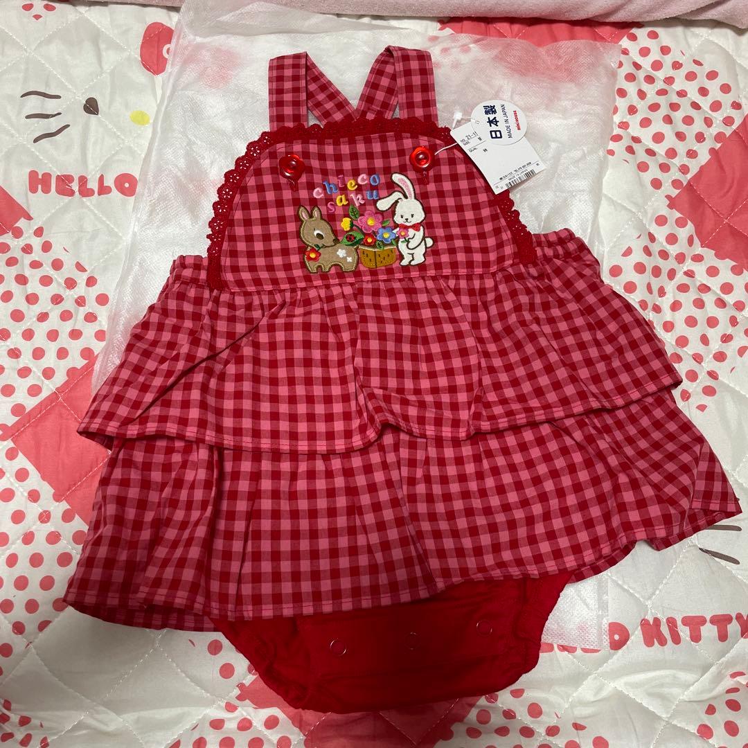 【チエコサク】チェック柄スカート付きロンパース　M(80〜90) チエコサク】チェック柄スカート付ロンパース – ミキハウス