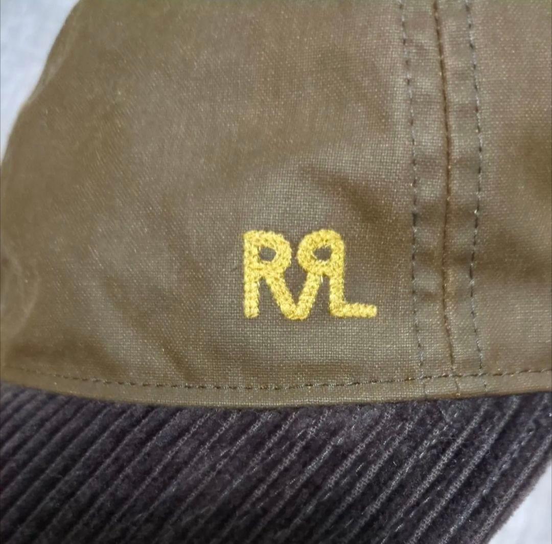 RRL ダブルアールエル コーデュロイオイルドキャップ ブラウン ロゴ