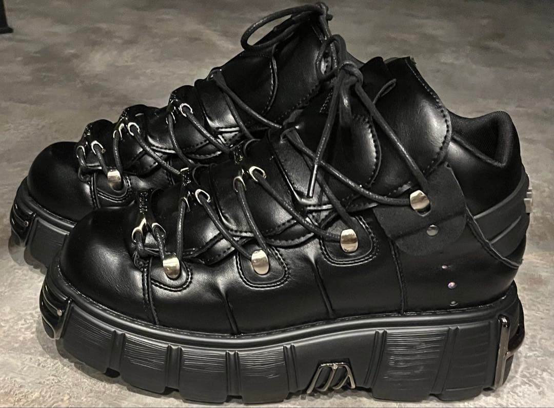 New rock 風 レザー ハイカット 厚底スニーカー ブーツ