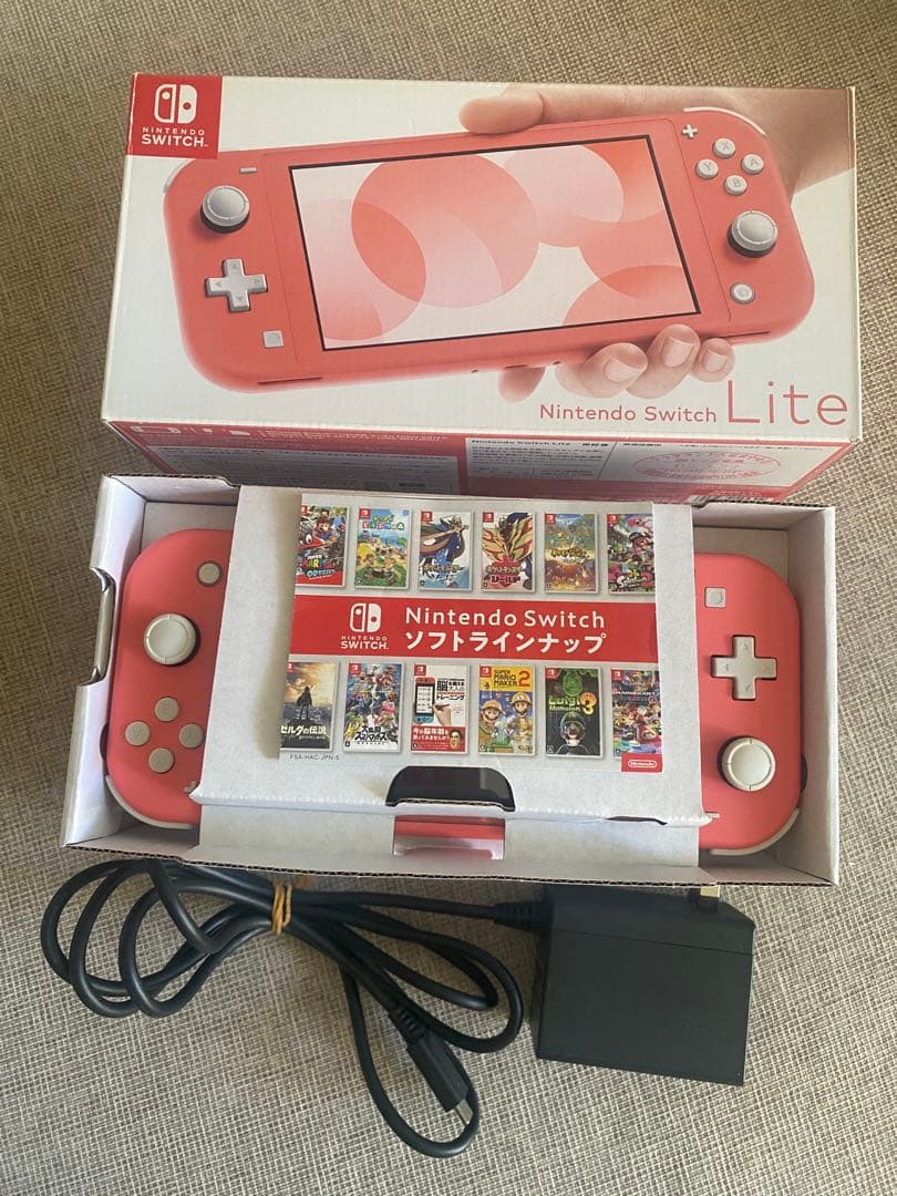 「Nintendo Switch Lite ピンク 箱　充電器付き Switch Lite 本体 箱 充電器 コーラル 動作確認済 #131｜Yahoo!フリマ