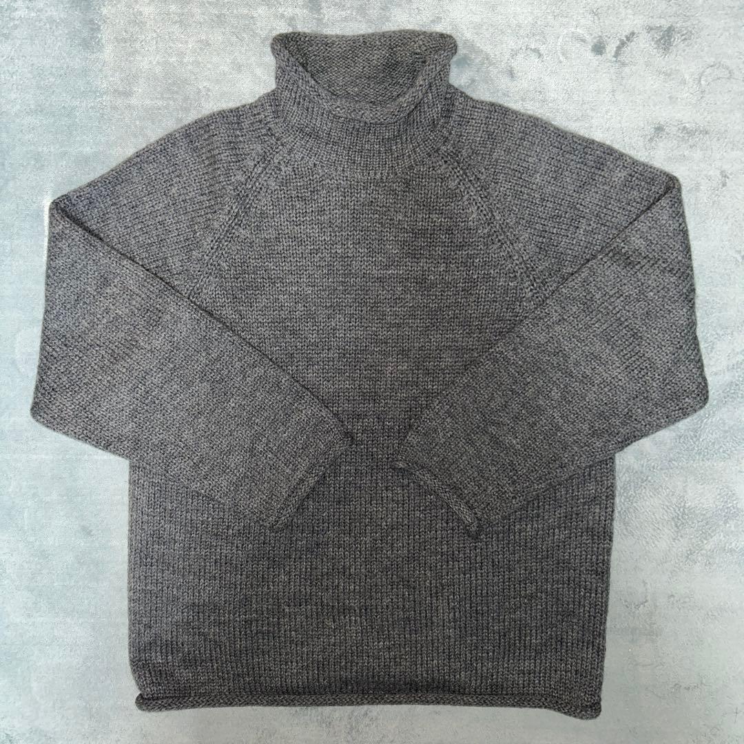 【90s】J.Crew タートルネックセーター S グレー短丈 90s J.CREW ロールネック ウールニット セーター チャコールグレー S