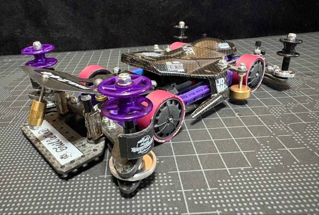 ミニ四駆 完成品 MSフレキ 紫 パープル カーボンポリカ - メルカリ