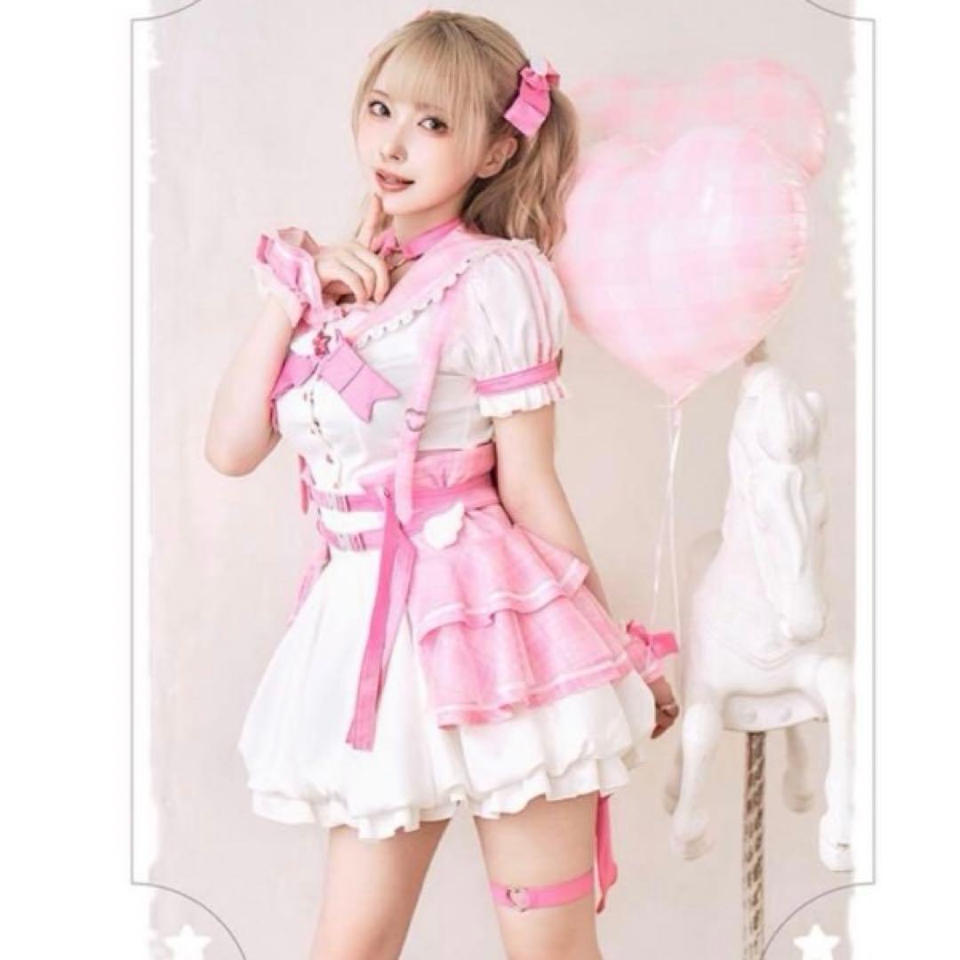 【日曜まで値下】マリームーン　魔法少女　ファンシーチェックセーラー　ライトピンク パープル/グリーンは予約】-魔法少女-ファンシーチェックセーラー