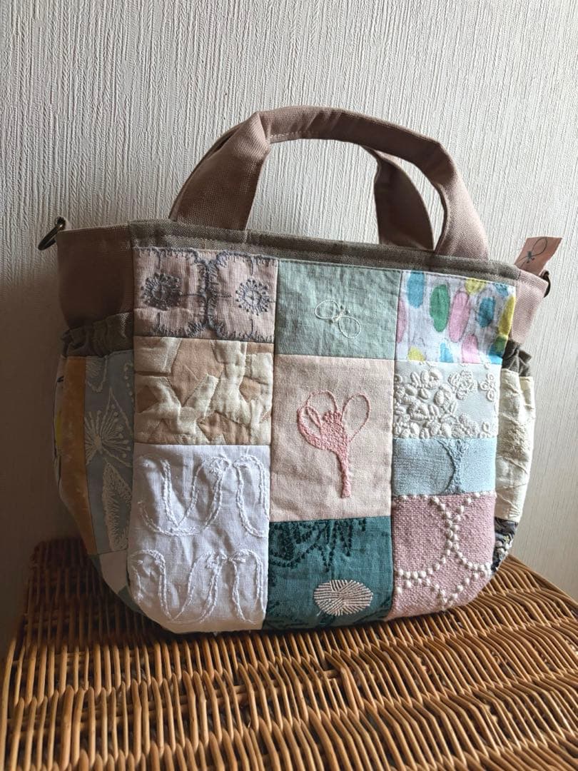 ミナペルホネン＊パッチギャザポケファスナートートL✂️ハンドメイド