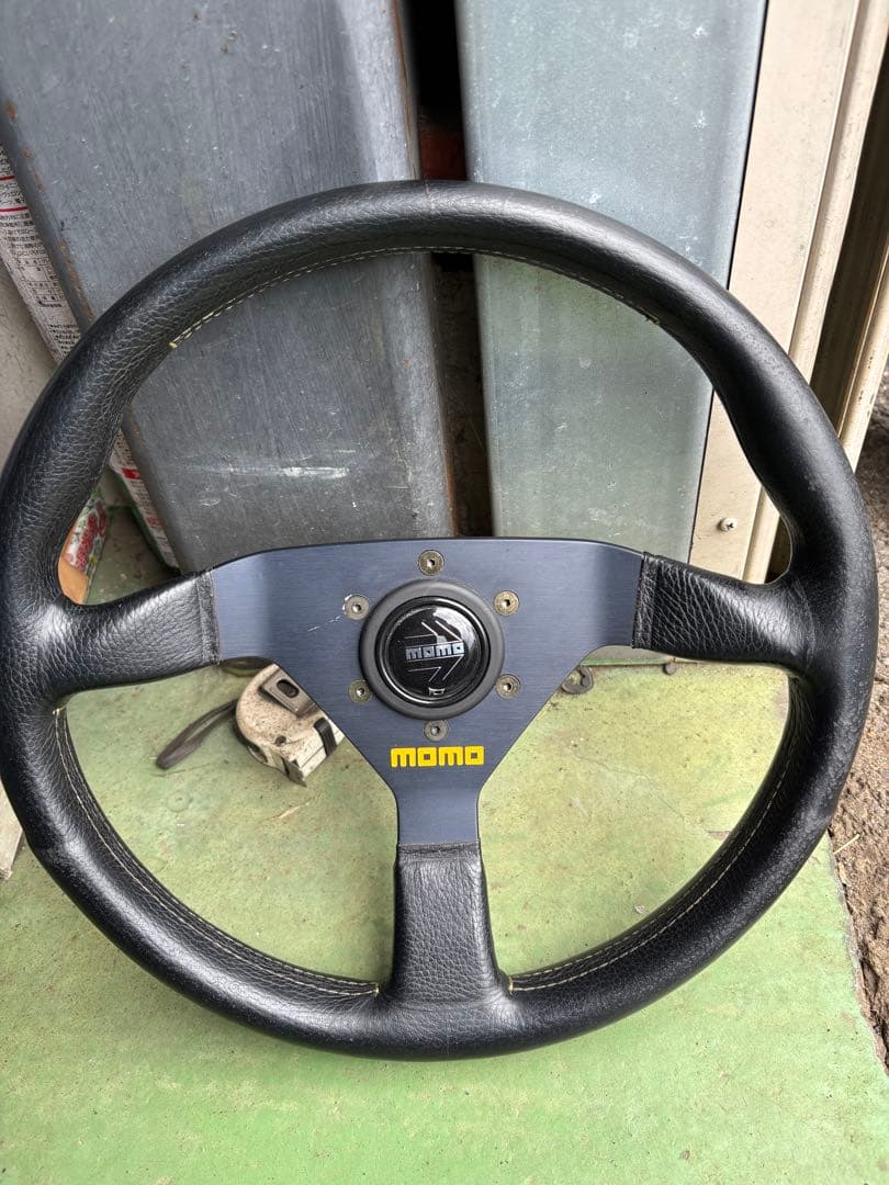 モモステ　35Φ 中古 MOMO モモ RACE レース 35φ レザーステアリング 97年7月製 当時物 良品