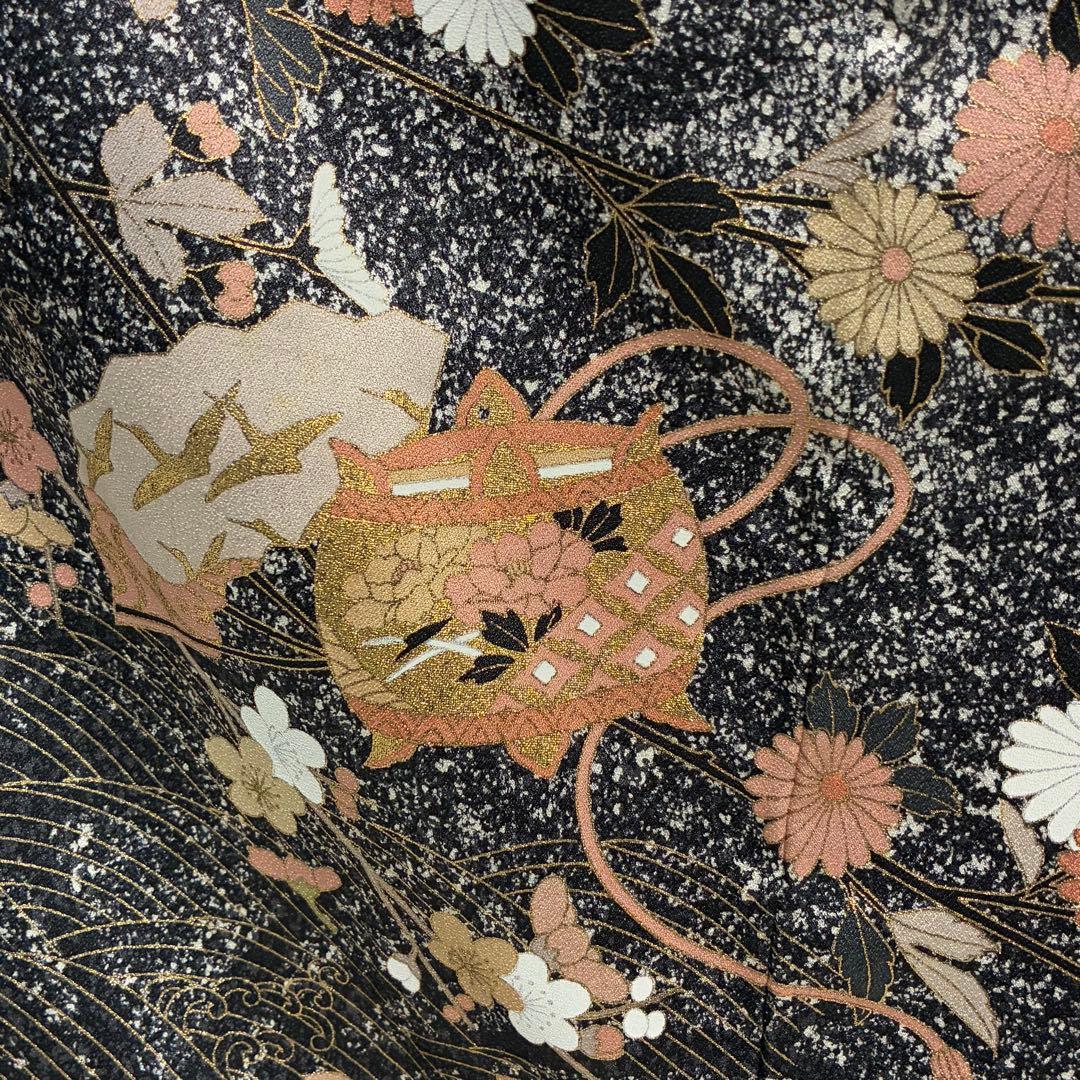 D248 訪問着 叩き染め 花模様 金彩 正絹 着物 袷 極美品 - メルカリ