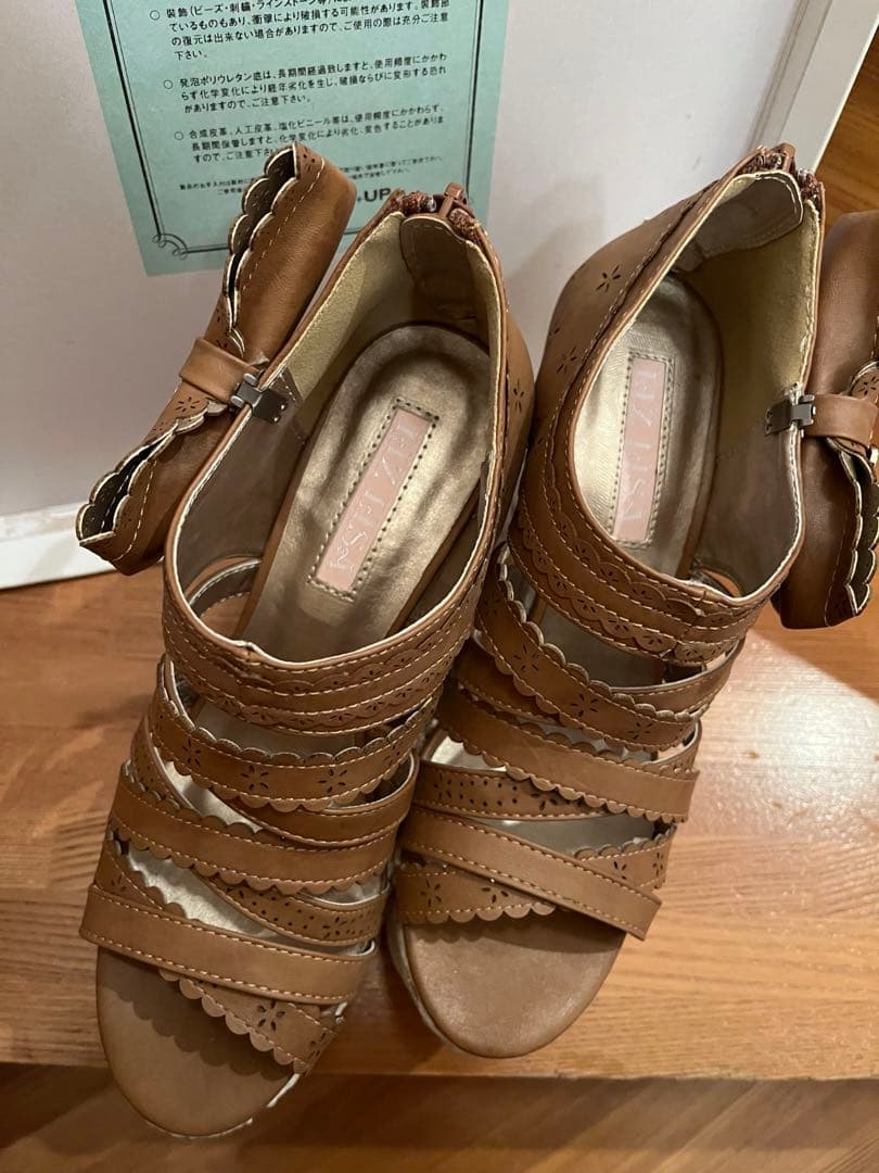 LIZ LISA ウェッジサンダル リボン ブラウン M