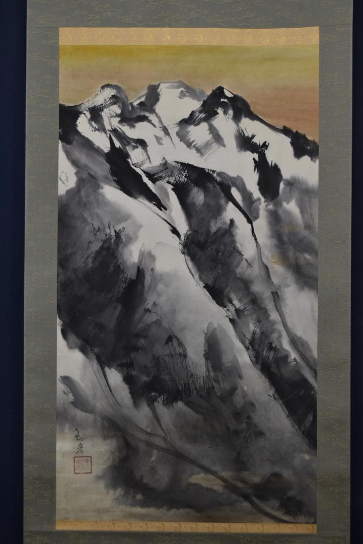 作者不詳/山岳図/春山晴日/掛軸☆宝船☆Z-691 - メルカリ