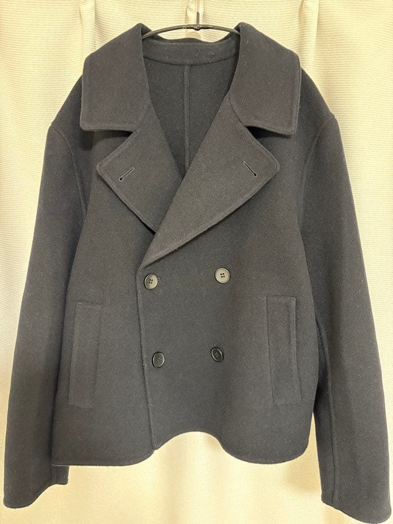 ダブルフェイスショートコートリラックスフィット ネイビー - メルカリ