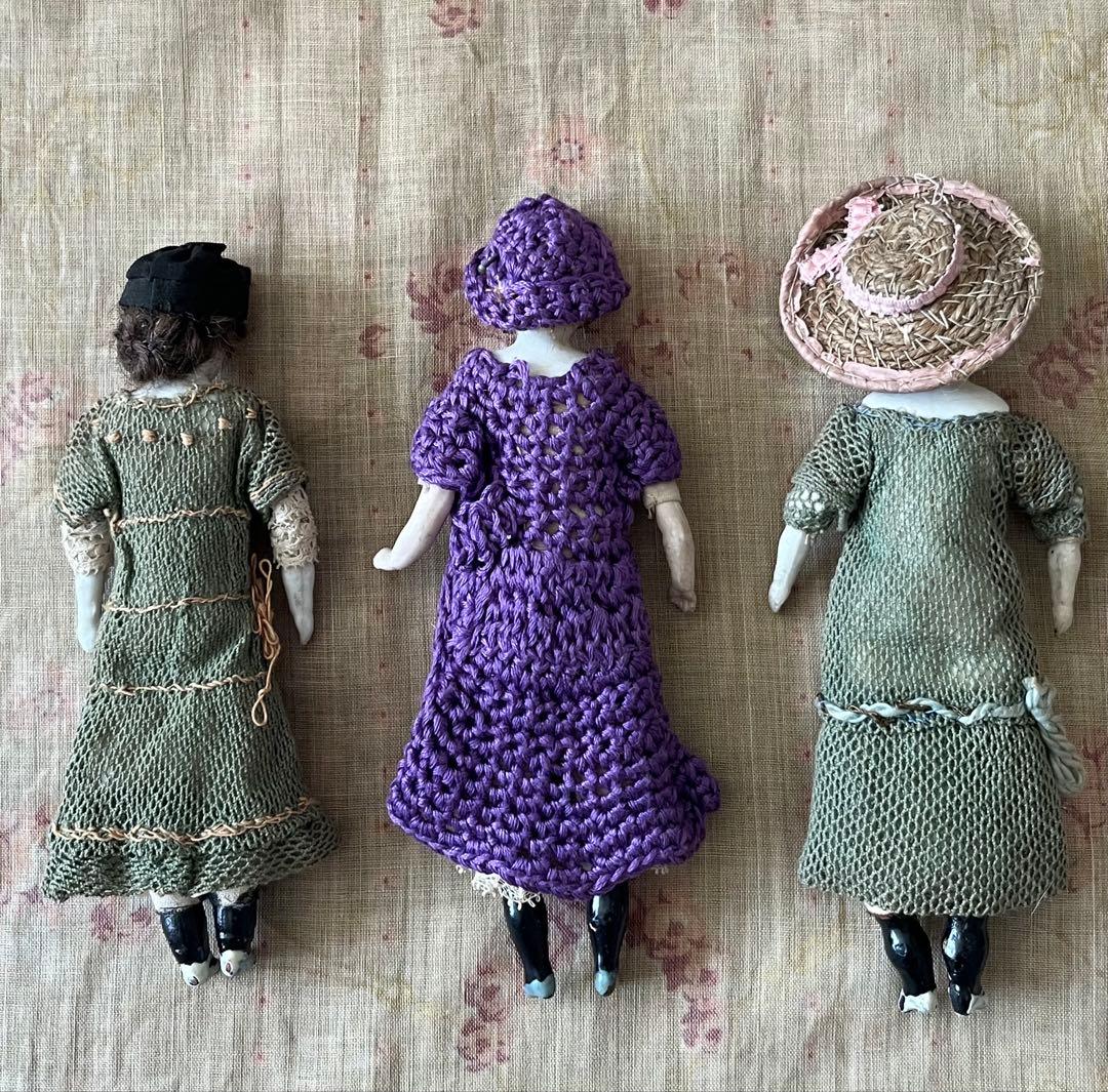 アンティークビスクドール陶器小さなドールミニョネット レトロ人形