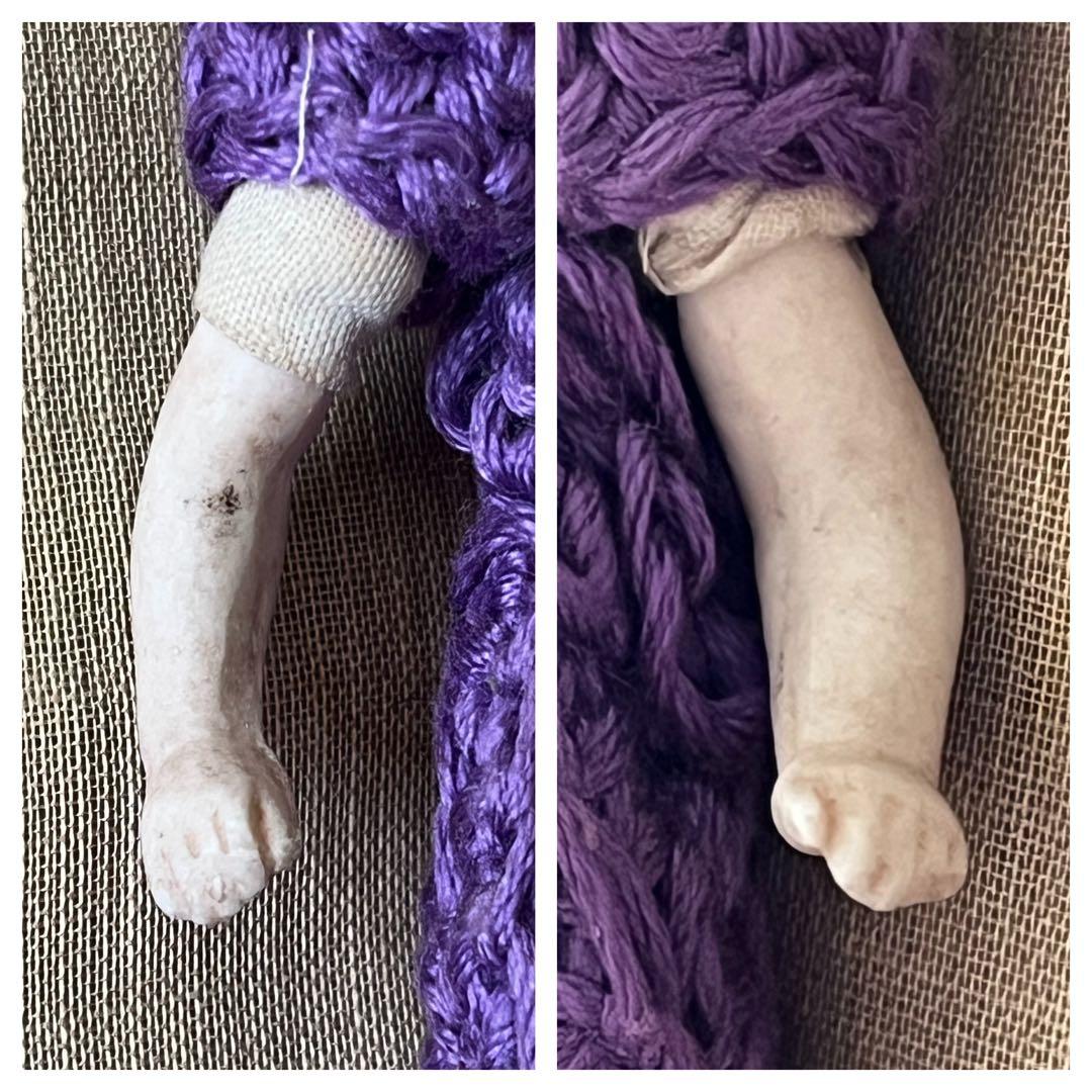 アンティークビスクドール陶器小さなドールミニョネット レトロ人形