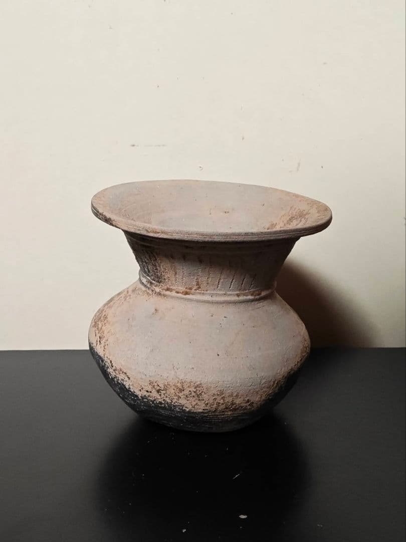 須恵器広口壺 古墳時代 土器 考古発掘品 古美術 花呼ぶ器 - 工芸品超 安い