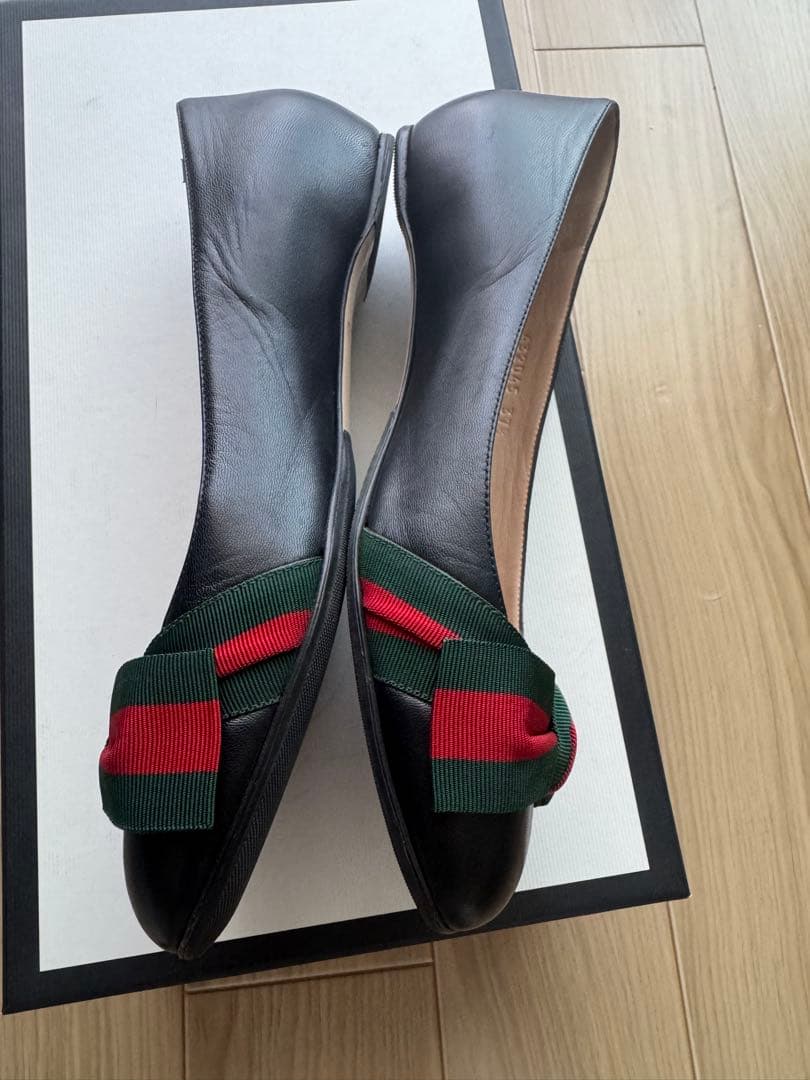 GUCCI マーモント リボン付きフラットシューズ サイズ37.5
