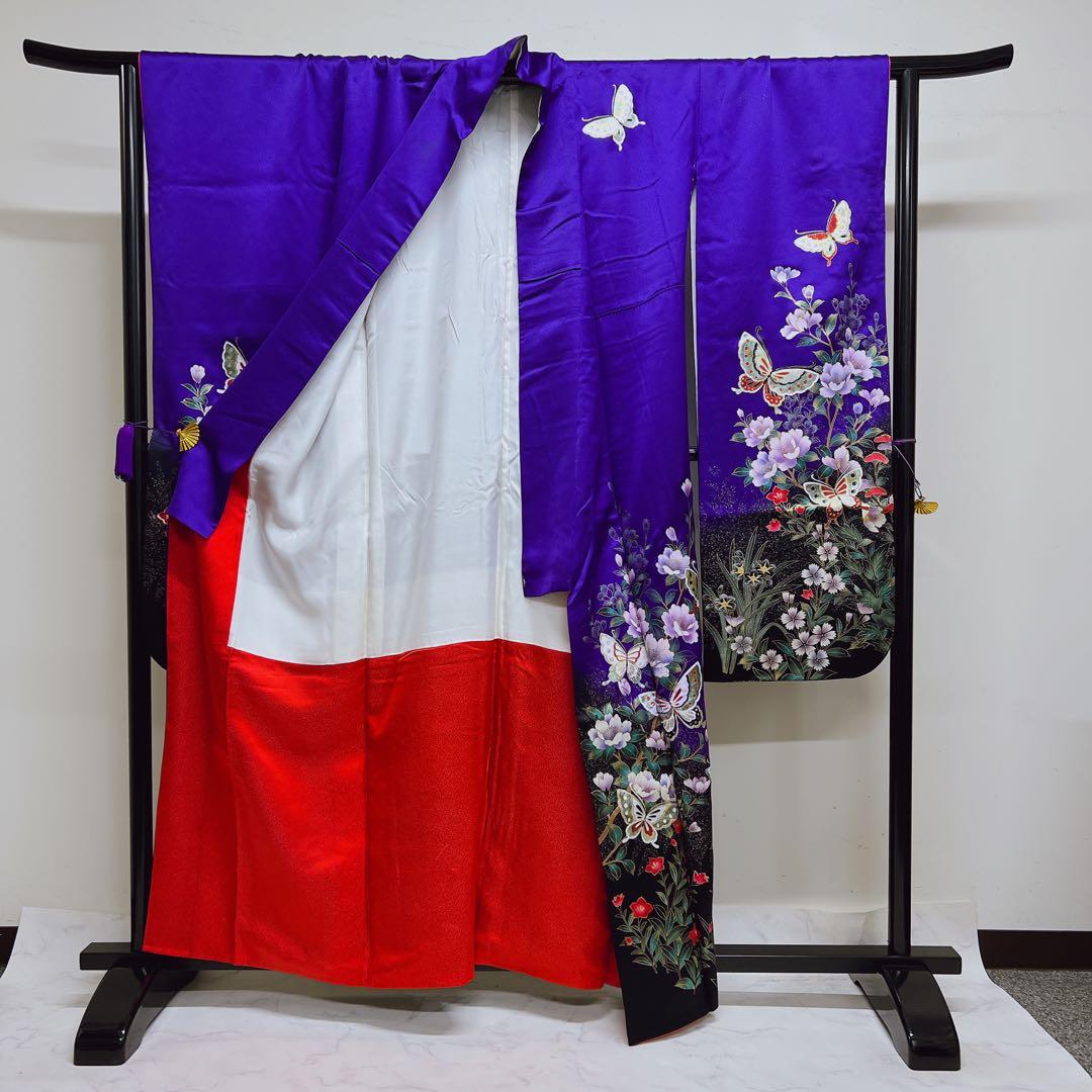 振袖 金彩 彩箔 蝶 牡丹 撫子 菖蒲 桔梗 晴れの日 成人式 着物 013tz