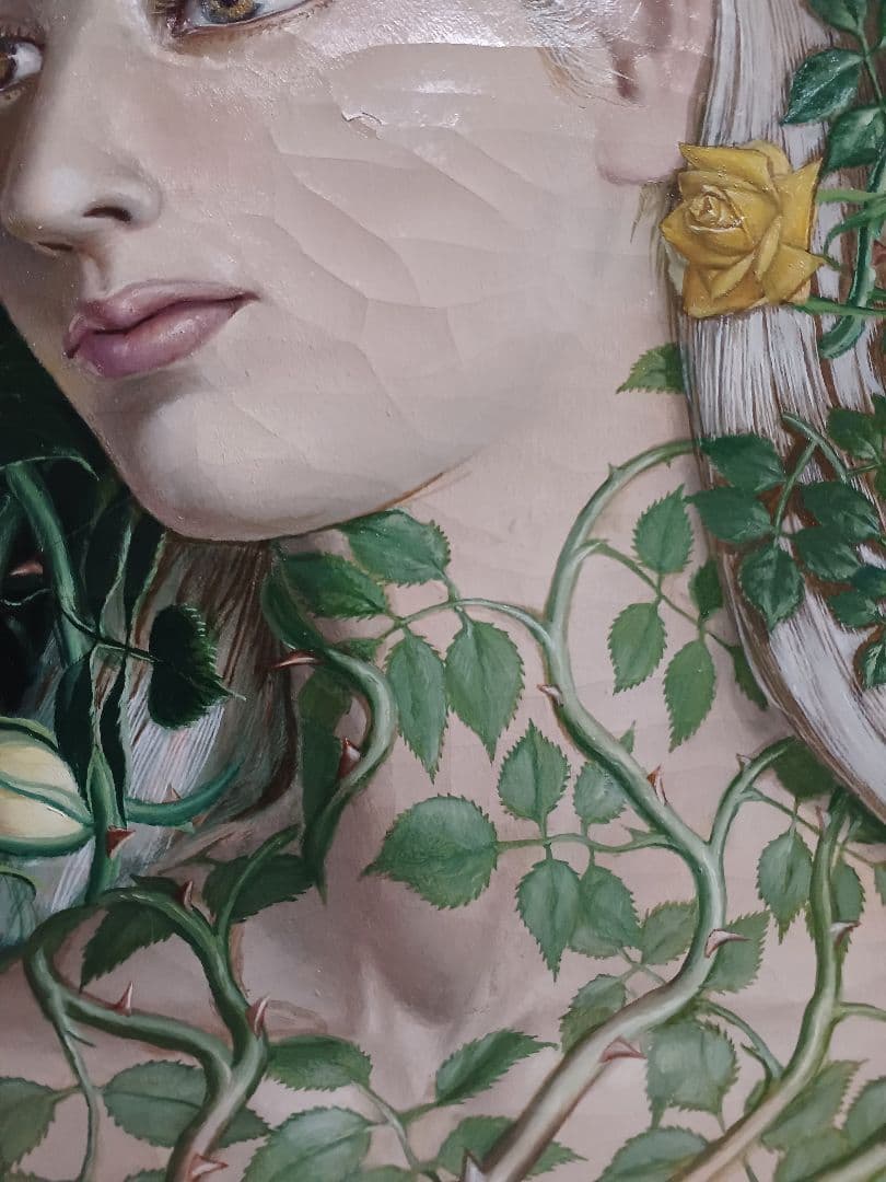 藤野一友（中川彩子）　「妖精」　油彩F6　シュルレアリスム　幻想　夭折画家　希少