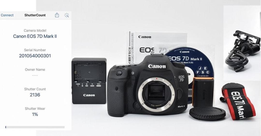 15688 Canon EOS 7D Mark II キヤノン 2136ショット Amazon.com: Canon EOS 7D Mark II Digital SLR Camera with EF-S 18